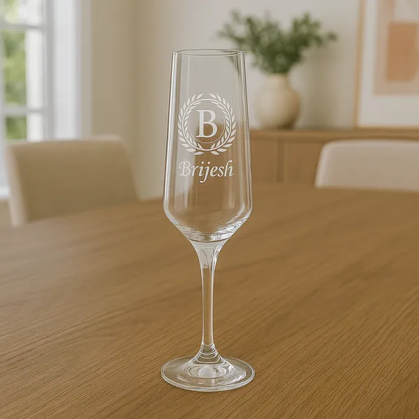 Engraved_Champagne_Glass_With_Custom_Initial_Name_250_Ml_Crystal_Flute_Laurel_Design_Personalized_Gift_For_Her_Bride_Bridesmaid_Birthday_Anniversary