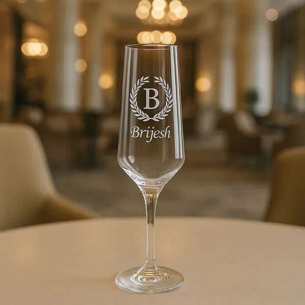 Engraved_Champagne_Glass_With_Custom_Initial_Name_250_Ml_Crystal_Flute_Laurel_Design_Personalized_Gift_For_Her_Bride_Bridesmaid_Birthday_Anniversary