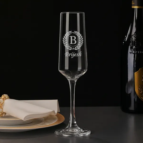 Engraved_Champagne_Glass_With_Custom_Initial_Name_250_Ml_Crystal_Flute_Laurel_Design_Personalized_Gift_For_Her_Bride_Bridesmaid_Birthday_Anniversary