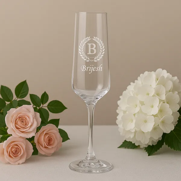 Engraved_Champagne_Glass_With_Custom_Initial_Name_250_Ml_Crystal_Flute_Laurel_Design_Personalized_Gift_For_Her_Bride_Bridesmaid_Birthday_Anniversary