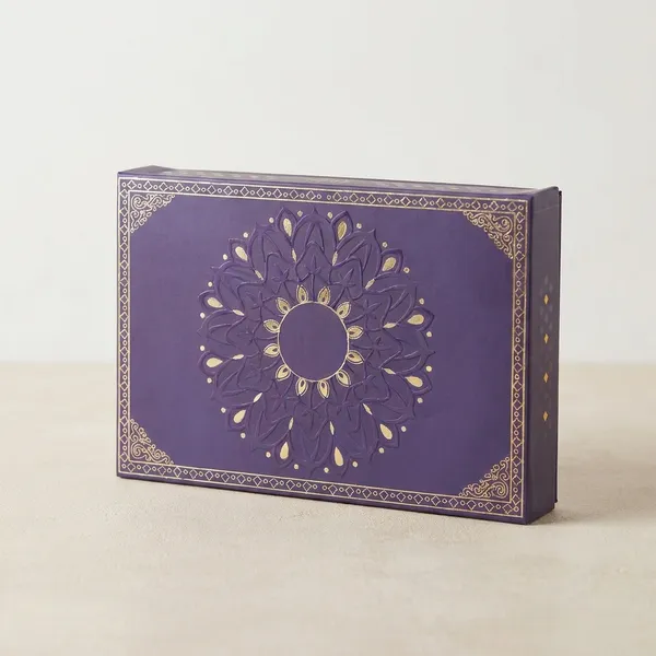 Multicolour_Decorative_Purple_Storage_Box_With_Mandala_Design_And_Golden_Interior_500Gm