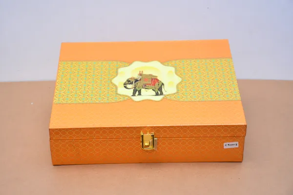Orange_Decorative_Elephant_Design_Dry_Fruit_Storage_Box_With_Glass_Jars