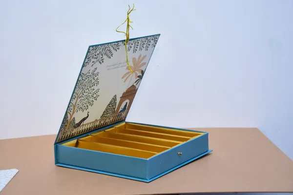 Teal_Blue_And_Gold_Decorative_Peacock_Garden_Motif_Storage_Box_With_Compartments