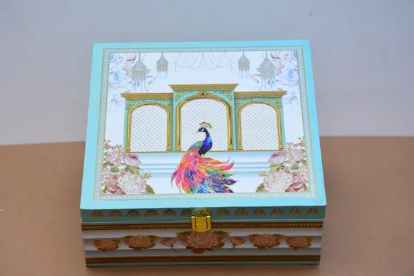 Multicolour_Decorative_Peacock_Storage_Box_With_6_Containers