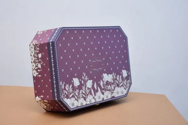 Purple_Floral_Printed_Multi-Compartment_Jewelry_And_Chocolate_Storage_Box_With_Golden_Clasp