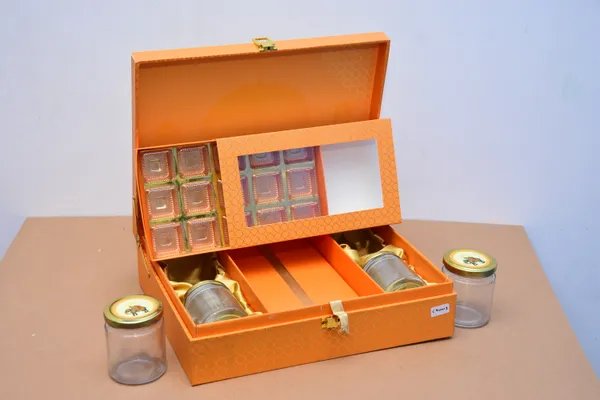 Orange_Decorative_Elephant_Design_Dry_Fruit_Storage_Box_With_Glass_Jars