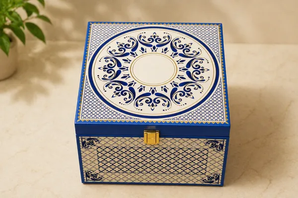 Blue_And_Gold_Decorative_Jewellery_Storage_Box_With_Ceramic_Jars