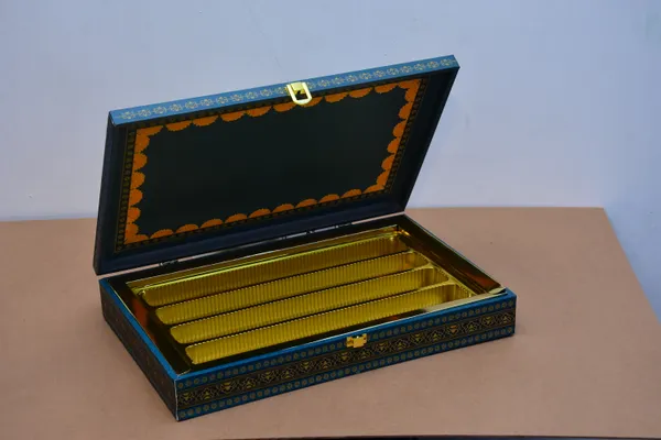 Blue_And_Gold_Rectangular_Storage_Box_With_Traditional_Artwork