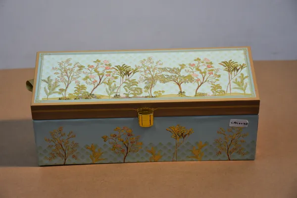 Mint_Green_And_Gold_Botanical_Print_Storage_Box_With_Glass_Jars,_Decorative_Multipurpose_Organizer