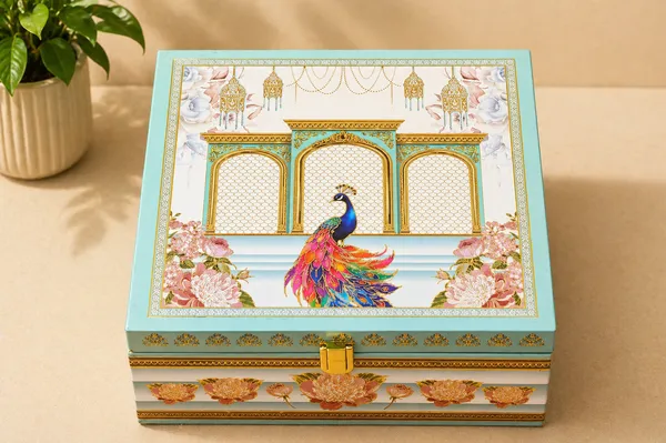 Multicolour_Decorative_Peacock_Storage_Box_With_6_Containers