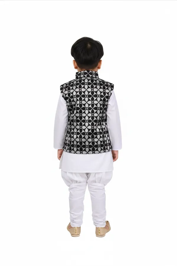Black_White_Cotton_Printed_Nehru_Jacket_Kurta_Pajama_Set_For_Boys