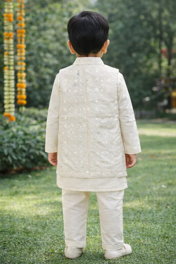 Cream_Cotton_Embroidered_Kurta_Pajama_Jacket_Ethnic_Set_For_Boys_And_Multi_Color_Cotton_Kurta_Pajama_Nehru_Jacket_Ethnic_Set_For_Boys_Combo_Pack_Of_2