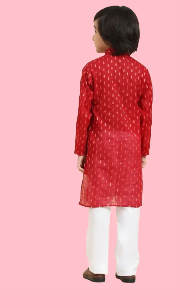 Red_White_Cotton_Printed_Kurta_Churidar_Ethnic_Set_For_Boys