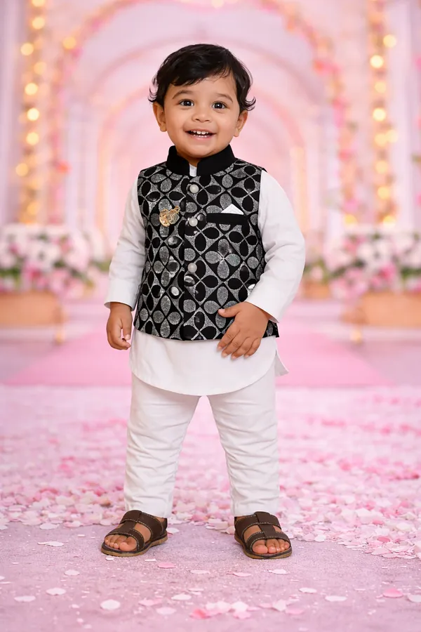 Cream_Cotton_Embroidered_Kurta_Pajama_Jacket_Ethnic_Set_For_Boys_And_Multi_Color_Cotton_Kurta_Pajama_Nehru_Jacket_Ethnic_Set_For_Boys_Combo_Pack_Of_2