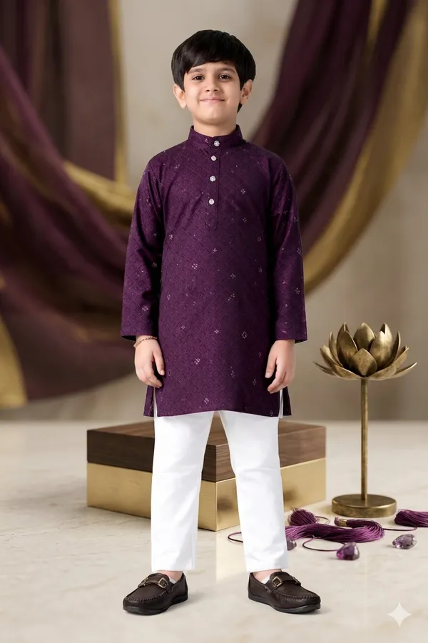 Purple_Cotton_Embroidered_Kurta_Pajama_Ethnic_Set_For_Boys