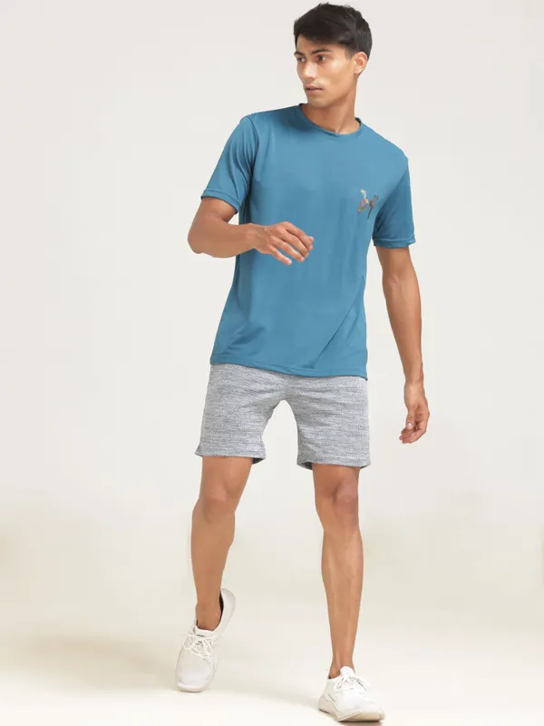 Blue_Polyester_Western_Wear_Short_Sleeve_Solid_Round_Neck_And_Dark_Blue_Cotton_Blend_Western_Wear_Sleeveless_Printed_T_Shirt_For_Men_Pack_Of_2