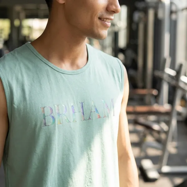 Light_Green_Cotton_Blend_Western_Wear_Sleeveless_Printed_Round_Neck_T_Shirt_For_Men