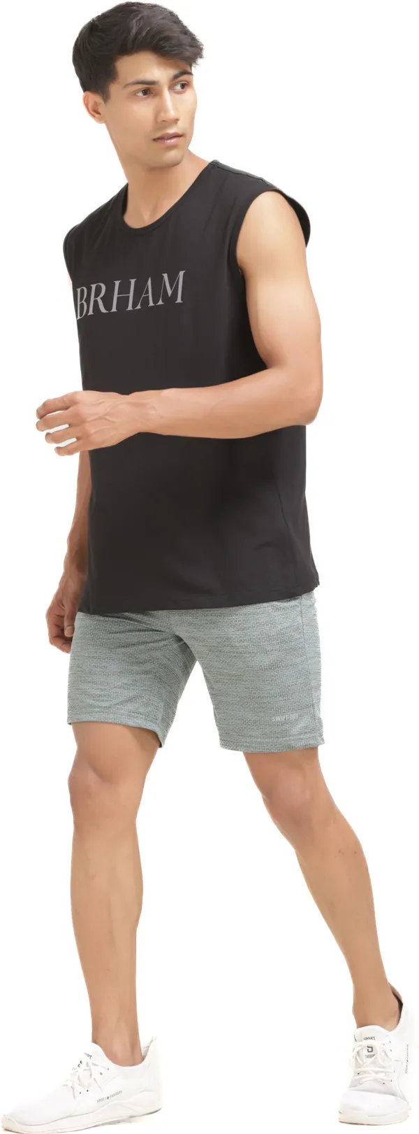 Black_Cotton_Blend_Western_Wear_Sleeveless_Printed_Round_Neck_T_Shirt_For_Men