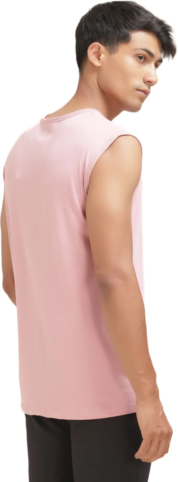 Pink_Cotton_Blend_Western_Wear_Sleeveless_Printed_Round_Neck_T_Shirt_For_Men
