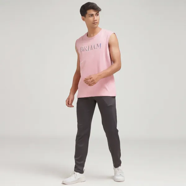 Pink_Cotton_Blend_Western_Wear_Sleeveless_Printed_Round_Neck_T_Shirt_For_Men