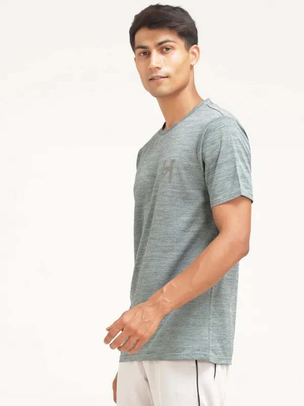 Green_Polyester_Western_Wear_Half_Sleeve_Self_Design_And_Graphic_Print_Round_Neck_T_Shirt_For_Men
