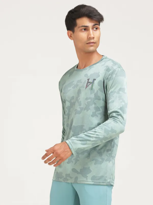 Light_Green_Polyester_Western_Wear_Full_Sleeve_Printed_Round_Neck_T_Shirt_For_Men