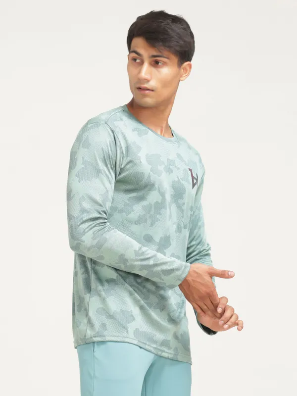 Light_Green_Polyester_Western_Wear_Full_Sleeve_Printed_Round_Neck_T_Shirt_For_Men