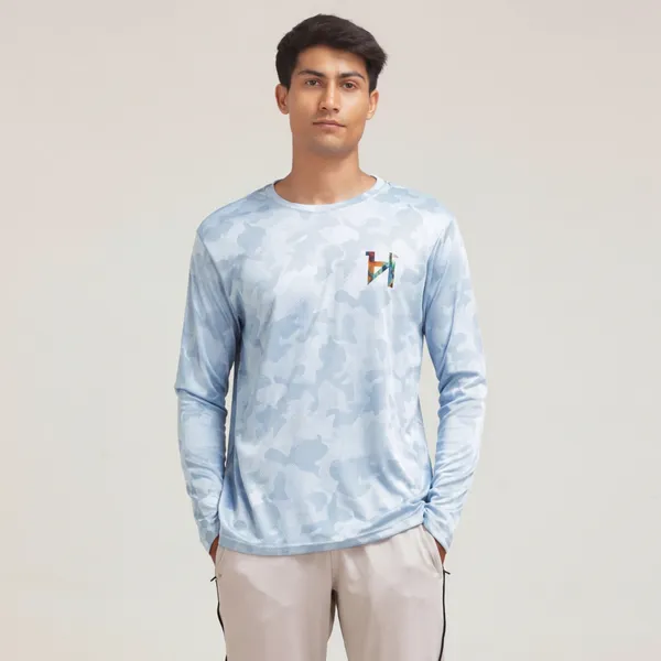 Silver_Polyester_Western_Wear_Short_Sleeve_Solid_And_Light_Blue_Polyester_Western_Wear_Full_Sleeve_Printed_Round_Neck_Silver_T_Shirt_For_Men_Pack_Of_2