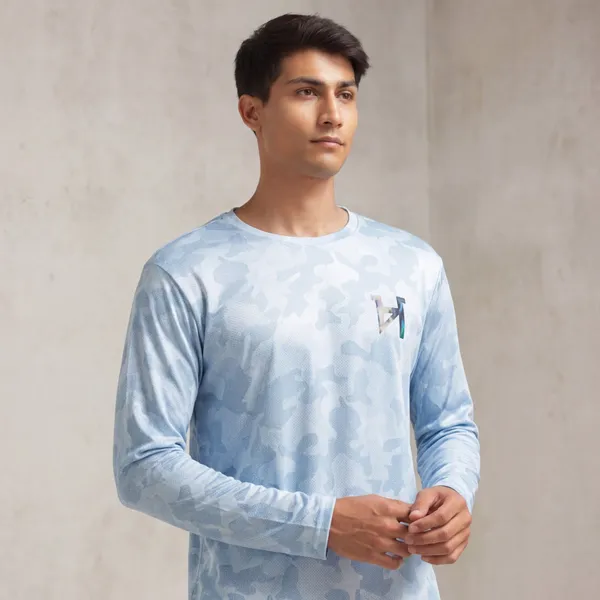 Silver_Polyester_Western_Wear_Short_Sleeve_Solid_And_Light_Blue_Polyester_Western_Wear_Full_Sleeve_Printed_Round_Neck_Silver_T_Shirt_For_Men_Pack_Of_2