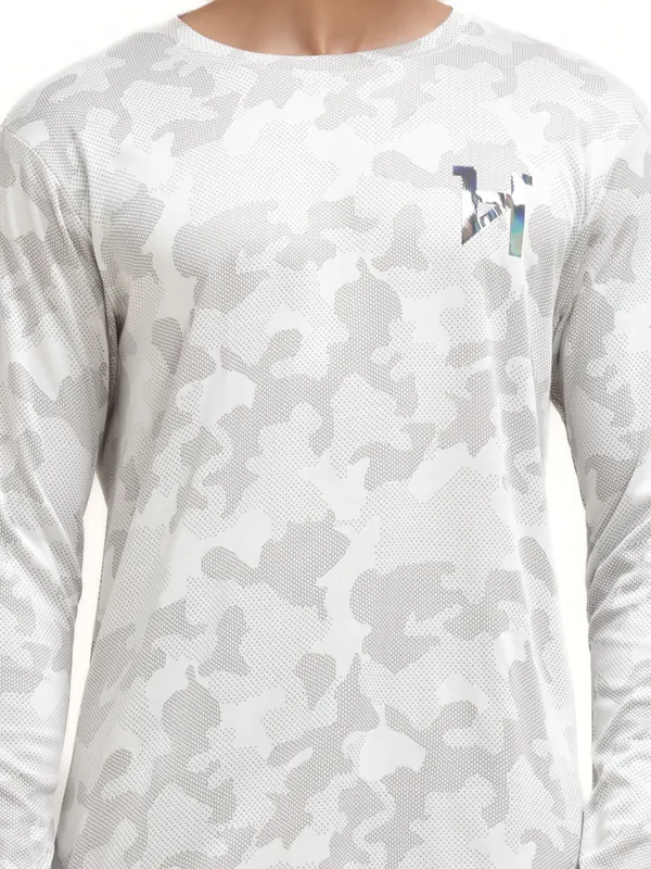 White_Polyester_Western_Wear_Full_Sleeve_Printed_Round_Neck_T_Shirt_For_Men