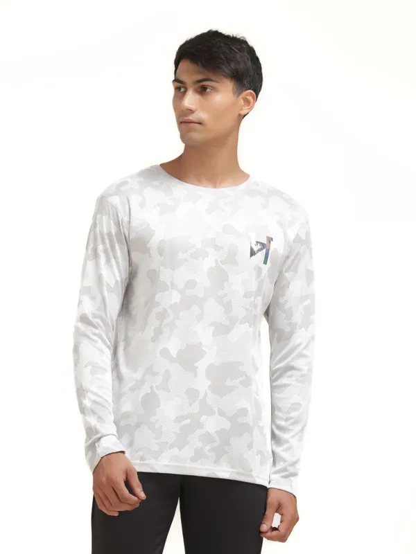 White_Polyester_Western_Wear_Full_Sleeve_Printed_Round_Neck_T_Shirt_For_Men