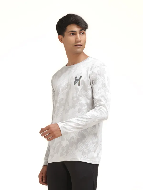 White_Polyester_Western_Wear_Full_Sleeve_Printed_Round_Neck_T_Shirt_For_Men