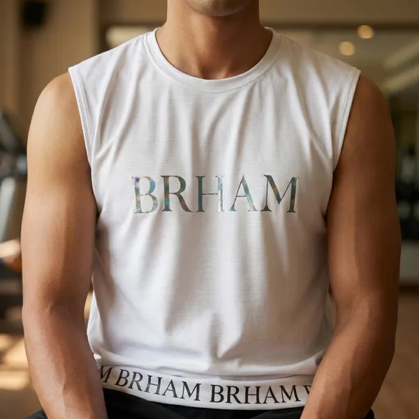 White_Polyester_Western_Wear_Sleeveless_Typography_Round_Neck_T_Shirt_For_Men