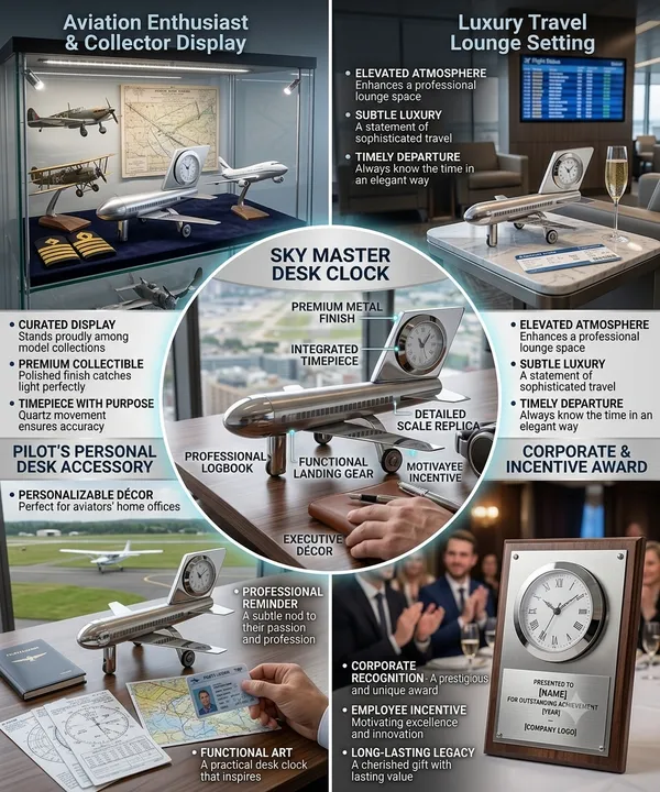 ZAHEPA_Metal_Aeroplane_Miniature_Table_Clock,_Analog_Aircraft_Model_Desk_Timepiece,_Polished_Steel_Decorative_Showpiece_for_Office_Desktop_Decor,_Corporate_Gift_for_Men_&_Professionals_(Silver)