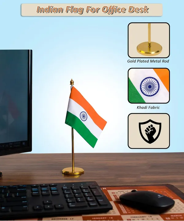 ZAHEPA_Indian_National_Flag_for_Office_Table_|_11_Inch_Desktop_Flag_with_6_x_4_Inch_Khadi_Fabric_Flag_&_Gold_Plated_Metal_Base_|_Table_Flag_for_Home,_Office_Desk,_School,_Reception,_Corporate_Cabin_&_Events_|_Made_in_India