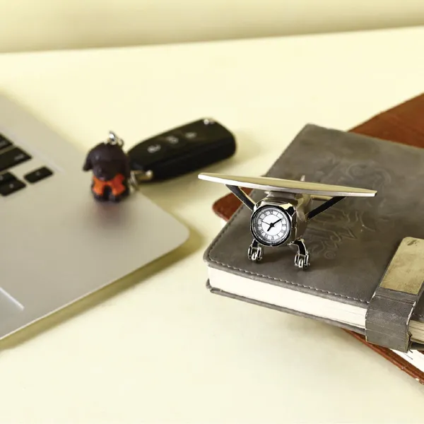 ZAHEPA_Aeroplane_Miniature_Table_Clock_&_Paper_Weight_–_Stylish_Analog_Desk_Clock_with_Roman_Numerals,_Vintage_Home_Office_Decor_&_Corporate_Gift