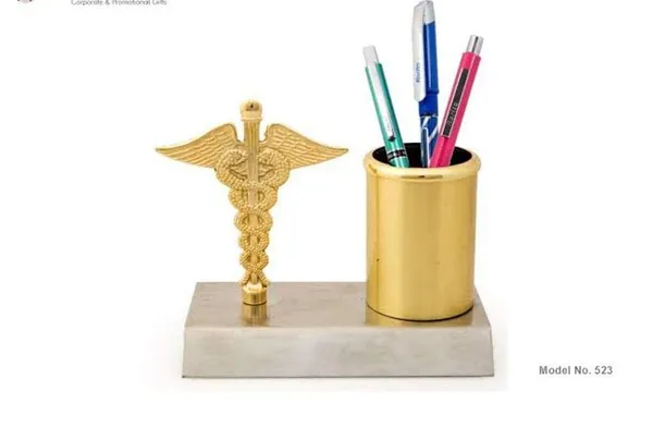 ZAHEPA_Caduceus_Symbol_Metal_Pen_Stand,_Doctor_Desk_Organizer_Pencil_Holder,_Stylish_Stationery_Storage_Box_for_Office_Table_Decor,_Medical_Accessory,_Gift_for_Professionals_&_Teachers
