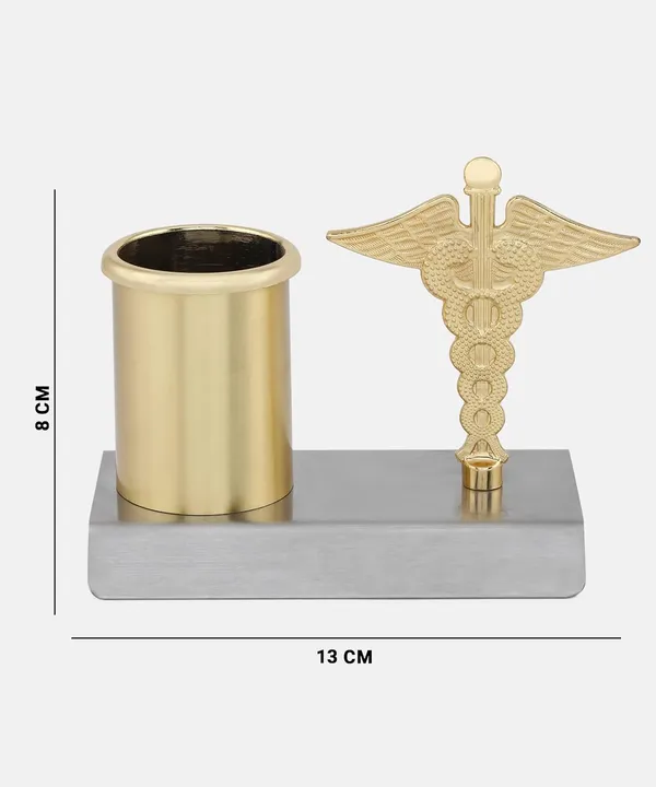 ZAHEPA_Caduceus_Symbol_Metal_Pen_Stand,_Doctor_Desk_Organizer_Pencil_Holder,_Stylish_Stationery_Storage_Box_for_Office_Table_Decor,_Medical_Accessory,_Gift_for_Professionals_&_Teachers