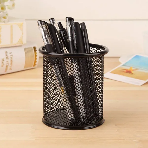 ZAHEPA_Mesh_Pen_Stand_Metal_Holder_for_Office_Desk,_Stylish_Pencil_Penstand_Organizer_for_Table,_Stationery_Storage_Box_for_Pencils_Supplies_Accessories,_Decorative_Desk_Organizer_Gift_(Pack_of_4)