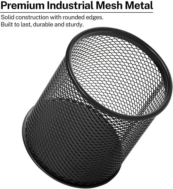 ZAHEPA_Mesh_Pen_Stand_Metal_Holder_for_Office_Desk,_Stylish_Pencil_Penstand_Organizer_for_Table,_Stationery_Storage_Box_for_Pencils_Supplies_Accessories,_Decorative_Desk_Organizer_Gift_(Pack_of_4)