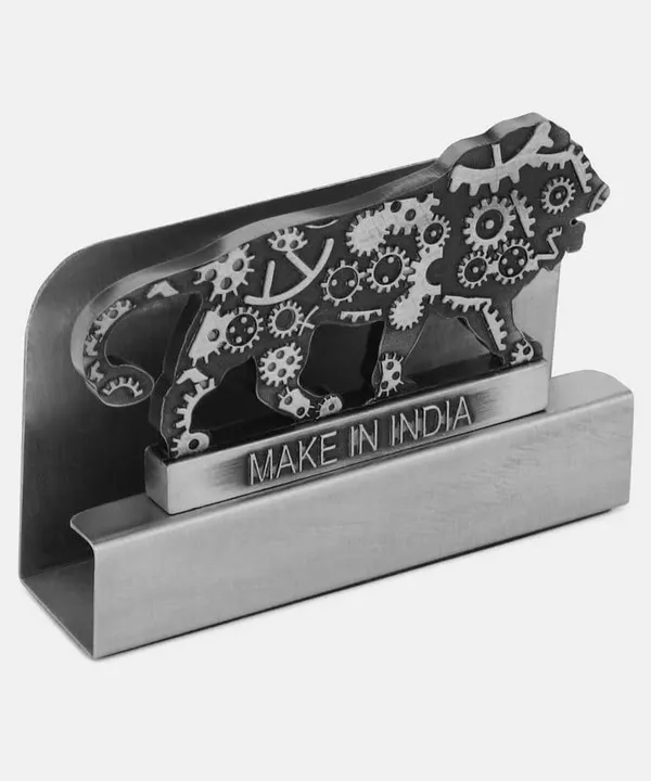ZAHEPA_Metal_Business_Card_Holder_for_Office_Table,_Make_in_India_Themed_Visiting_Cards_Organizer,_Desk_Accessory_for_Office,_Meetings_&_Home,_Corporate_Gift_for_Professionals_&_Business_Use_(Black)