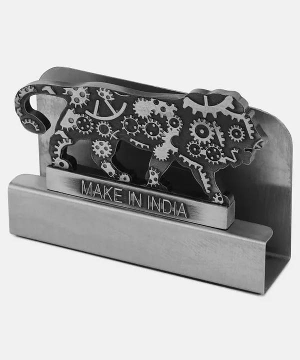 ZAHEPA_Metal_Business_Card_Holder_for_Office_Table,_Make_in_India_Themed_Visiting_Cards_Organizer,_Desk_Accessory_for_Office,_Meetings_&_Home,_Corporate_Gift_for_Professionals_&_Business_Use_(Black)