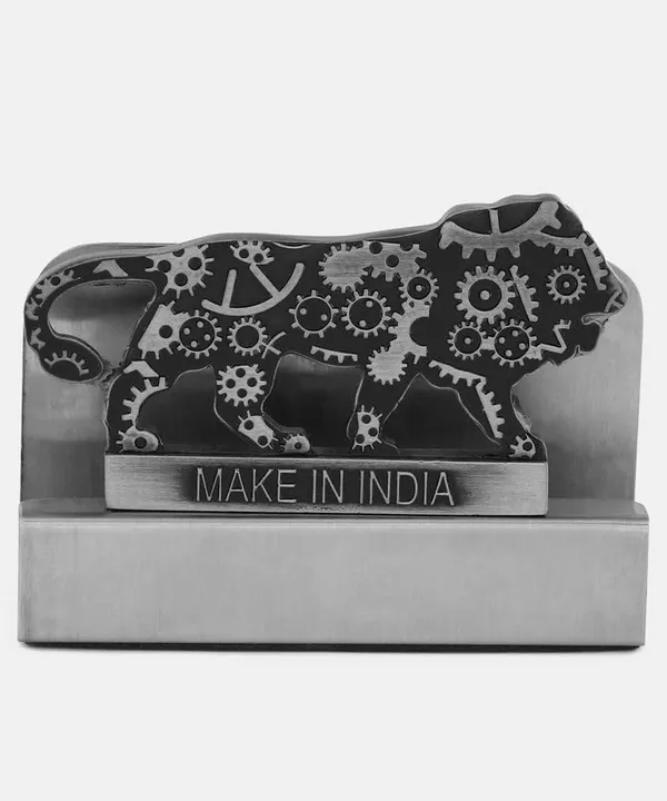 ZAHEPA_Metal_Business_Card_Holder_for_Office_Table,_Make_in_India_Themed_Visiting_Cards_Organizer,_Desk_Accessory_for_Office,_Meetings_&_Home,_Corporate_Gift_for_Professionals_&_Business_Use_(Black)