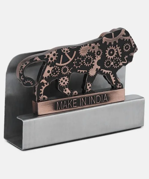 ZAHEPA_Metal_Business_Card_Holder_for_Office_Table,_Make_in_India_Themed_Visiting_Cards_Organizer,_Desk_Accessory_for_Office,_Meetings_&_Home,_Corporate_Gift_for_Professionals_&_Business_Use_(Copper)