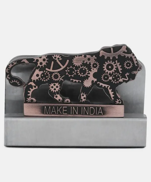 ZAHEPA_Metal_Business_Card_Holder_for_Office_Table,_Make_in_India_Themed_Visiting_Cards_Organizer,_Desk_Accessory_for_Office,_Meetings_&_Home,_Corporate_Gift_for_Professionals_&_Business_Use_(Copper)
