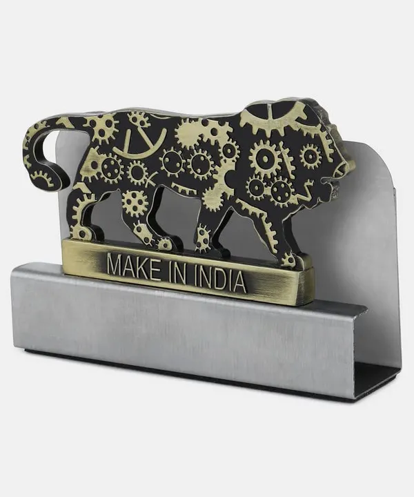 ZAHEPA_Metal_Business_Card_Holder_for_Office_Table,_Make_in_India_Themed_Visiting_Cards_Organizer,_Desk_Accessory_for_Office,_Meetings_&_Home,_Corporate_Gift_for_Professionals_&_Business_Use_(Mehndi)