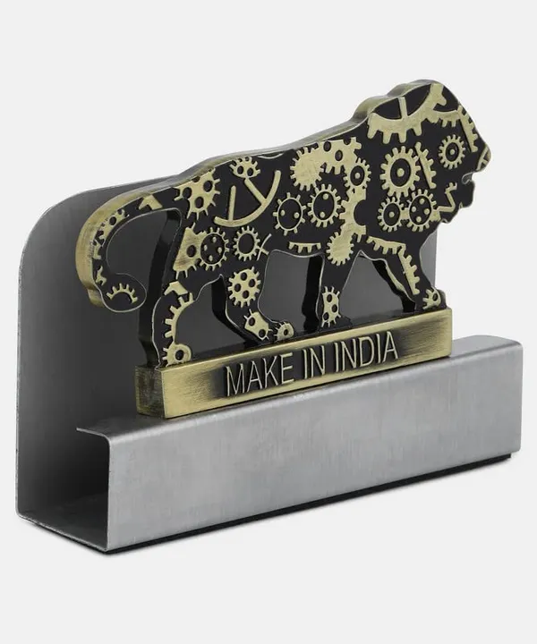 ZAHEPA_Metal_Business_Card_Holder_for_Office_Table,_Make_in_India_Themed_Visiting_Cards_Organizer,_Desk_Accessory_for_Office,_Meetings_&_Home,_Corporate_Gift_for_Professionals_&_Business_Use_(Mehndi)