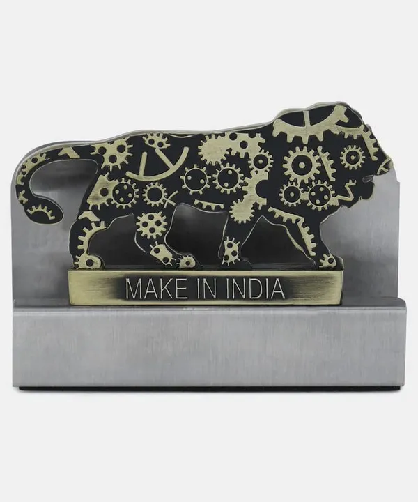ZAHEPA_Metal_Business_Card_Holder_for_Office_Table,_Make_in_India_Themed_Visiting_Cards_Organizer,_Desk_Accessory_for_Office,_Meetings_&_Home,_Corporate_Gift_for_Professionals_&_Business_Use_(Mehndi)