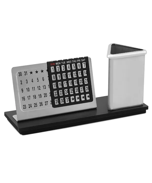 ZAHEPA_Pen_Stand_for_Office_Table,_Stylish_Perpetual_Calendar,_Desk_Organizer_with_Lifetime_Calander,_Durable_Decorative_Showpiece,_Elegant_Corporate_Gift_Set