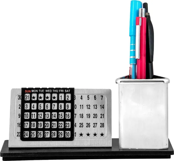 ZAHEPA_Pen_Stand_for_Office_Table,_Stylish_Perpetual_Calendar,_Desk_Organizer_with_Lifetime_Calander,_Durable_Decorative_Showpiece,_Elegant_Corporate_Gift_Set